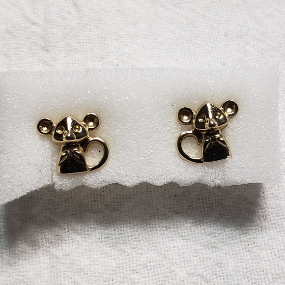 Cute Childrens Vintage Avon Gold Tone "Nice Mice" Stud Earrings 1978 - Picture 2 of 4